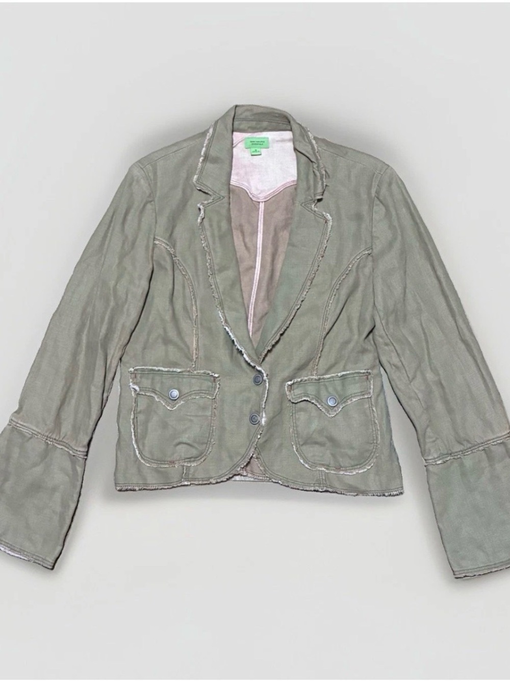 John Carlisle Cutaway Tailored Utility Blazer Jacket Medium Linen Flare Sleeves